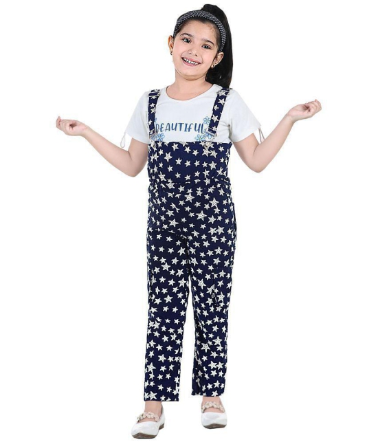 Naughty Ninos Girls Navy Star Printed Dungarees and Top Set - None