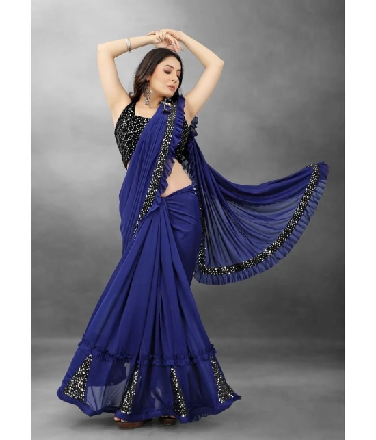 Apnisha - Blue Lycra Saree With Blouse Piece ( Pack of 1 ) - Blue