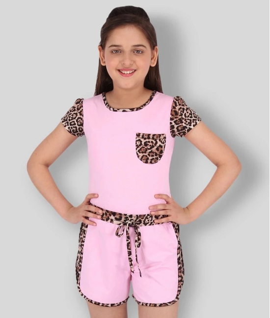 Smart Casual Animal Printed Cap Sleeves Top and Shorts - None