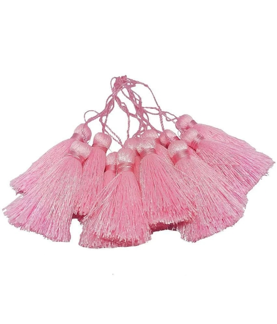 PRANSUNITA 12 PCS Silky Floss Craft Handmade Tassels with Loop for Souvenir, Bookmarks, Accessory Charms Jewelry Making Earring Findings Bracelet Pendant & Clothing sewing Accessories. (Size