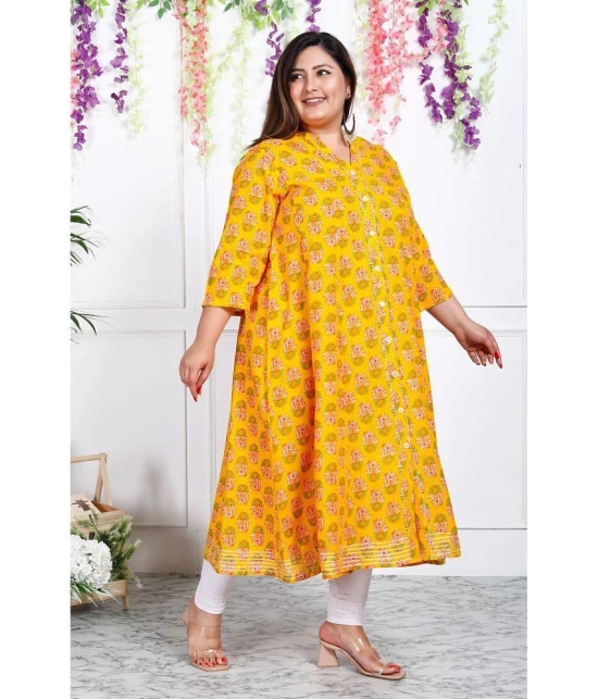 Swasti Cotton Blend Printed A-line Womens Kurti - Yellow ( Pack of 1 ) - None