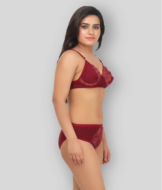 TCG Maroon Lace Bra & Panty Set - 28