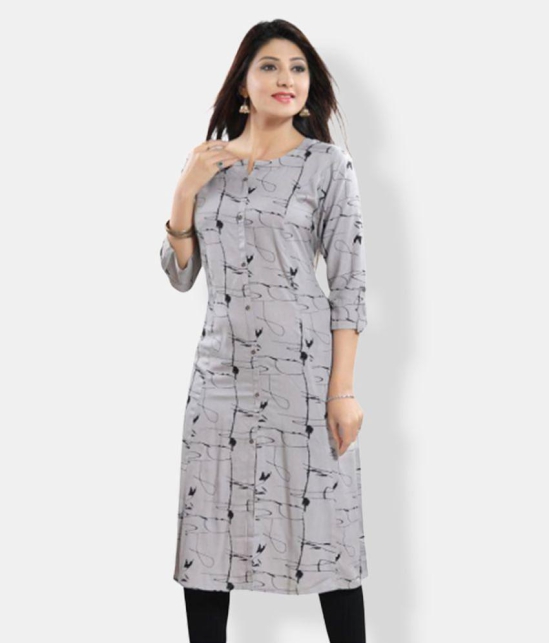 Meher Impex - Light Grey Cotton Women''s Front Slit Kurti ( Pack of 1 ) - L