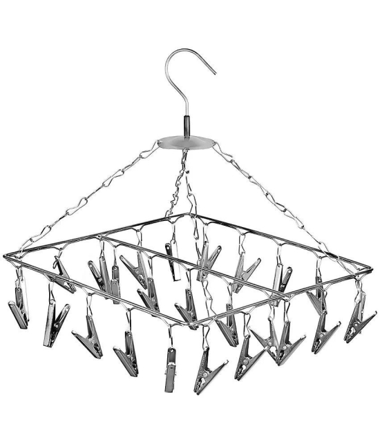 Dynore Stainless Steel 25 Clips Square Cloth Dryer/Cloth Drying Stand/Hanger With Clips/Baby Cloth Dryer