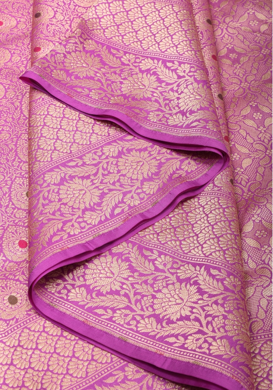 Lavender Exquisite and Intricate Banarasi Meenakari Brocade Katan Silk Saree| SILK MARK CERTIFIED