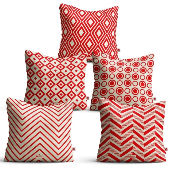 Indigifts Sofa Pillow Covers - Geometric Cushion Covers 18 x 18 Inch Set of 5 - Cushion Covers 18 inch x 18 inch set of 5 (Filler Not Included) | Home Decor Items for Living Room |