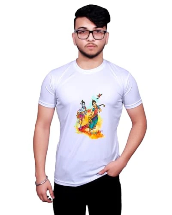 NITYANAND CREATIONS Round Neck White Holi T-Shirt for MEN-HOLI-T-SHIRT-11504-S