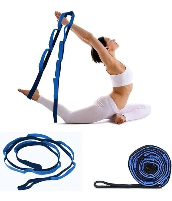 Exercise Polyester Band 9 Loops Stretching Strap for Fitness Physical Therapy Pilates Nylon Yoga Strap (Blue), Pack of 1 - Blue