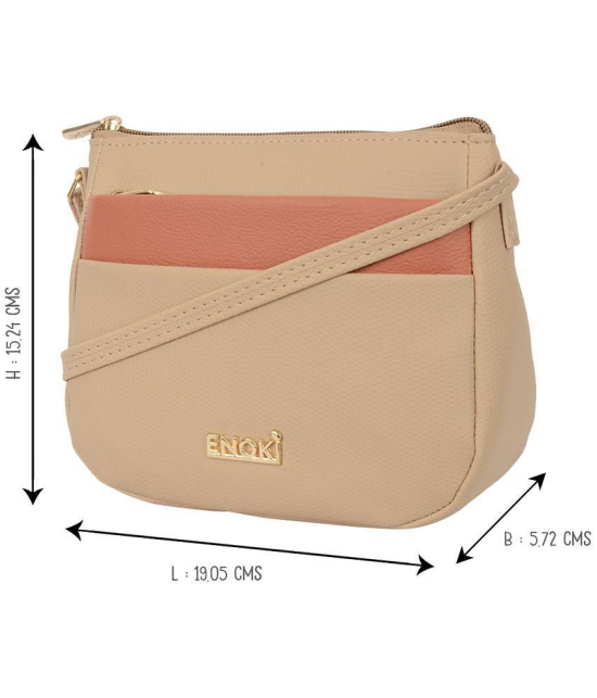 Enoki - Beige Artificial Leather Sling Bag - Beige