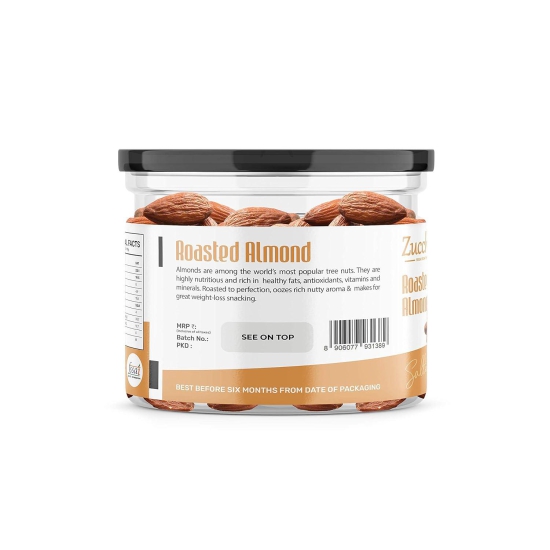 Zucchero Premium California Roasted Almond, Lightly Salted, 200g - Protein Rich| Oil-Free Roasting |Slow baked Nuts | Earthy Flavour | No Oil