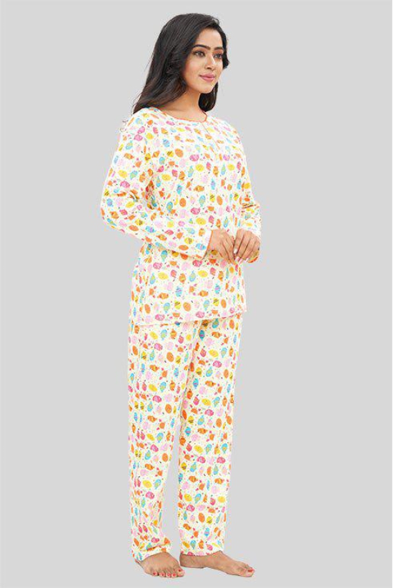 Women Full Sleeves Knit Cotton Pyjama Set-4XL