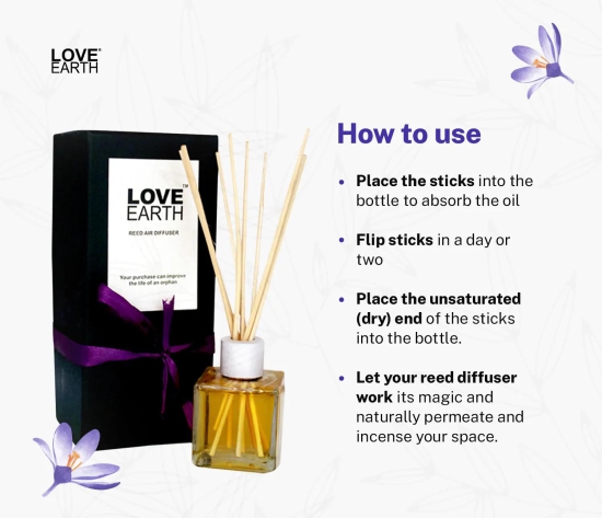 Love Earth Reed Diffuser Lavender Scent with Lavender Extracts