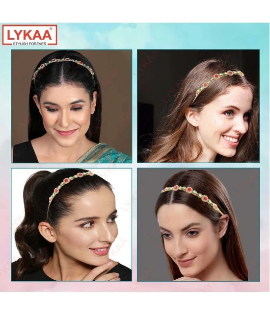 Lykaa Diamond Kundan Headband Elegant Tiara Indian Wedding Hair Accessories For Women - 1 Pcs - Gold