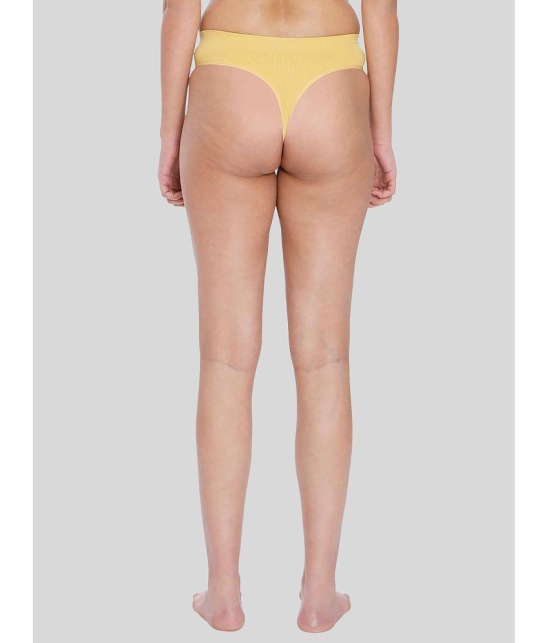 ILRASO - Yellow Poly Cotton Solid Women's Thongs ( Pack of 1 ) - None