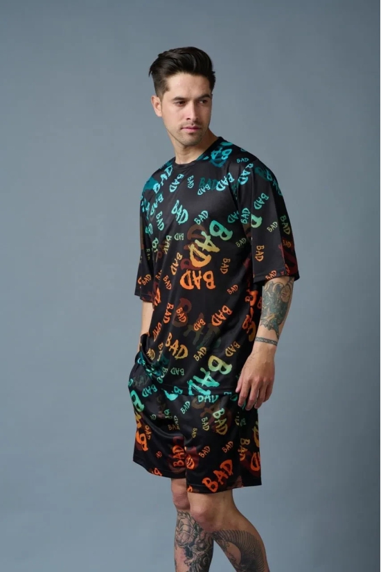 BAD Printed Gradient Polyester Co-ord Set for Men 4XL