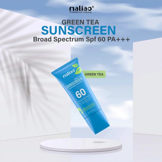 Maliao Green Tea Water Resistant Paraben & Phthalates Free Sunscreen Broad Spectrum SPF 60PA+++ 100g