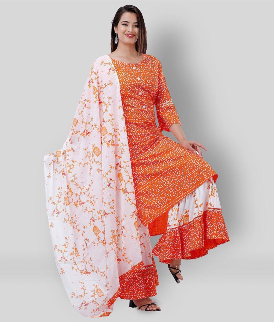 Lee Moda - Fluorescent Orange Straight Rayon Women''s Stitched Salwar Suit ( Pack of 1 ) - XXL