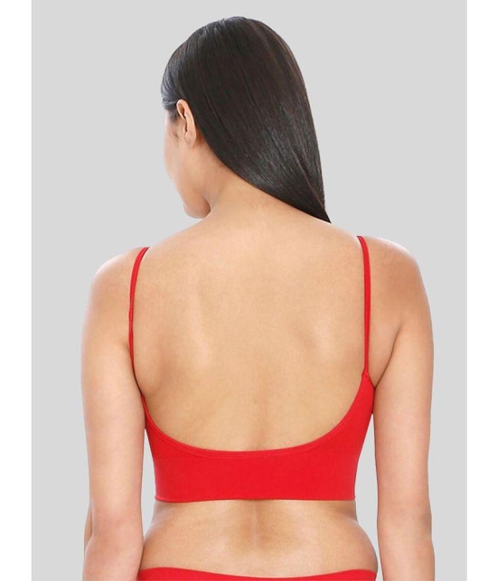 ILRASO - Red Cotton Blend Removable Padding Women's Sports Bra ( Pack of 1 ) - None