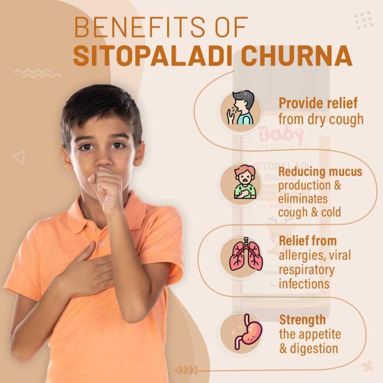 BabyOrgano Sitopaladi Churna For Kids | Contains Pippali & Tvak | Effective in Kid's Cough Naturally | Safe For Kids | 100% Ayurvedic