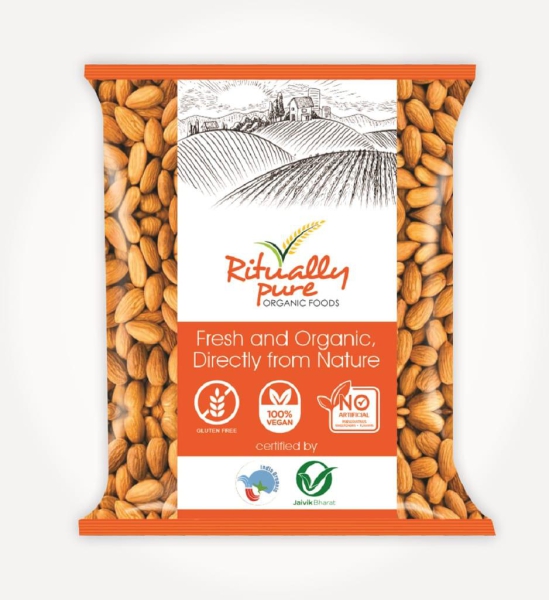 Ritually Pure 100% Organic | Natural & Organic Dry Fruits | Badam (Almonds) | 1 Kg Pack