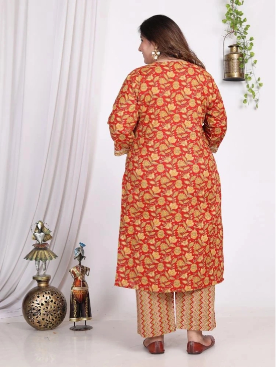 Swasti Cotton Printed Straight Womens Kurti - Orange ( Pack of 1 ) - None