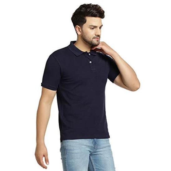 London Hills Mens Half Sleeve Pure Cotton Polo Neck Regular Fit Non-Shrinkable Multi-Colored T-Shirts