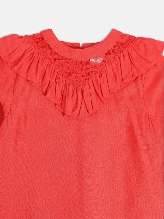 MINI KLUB Red Cotton Girls Top ( Pack of 1 ) - None