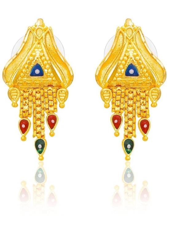 Drashti Collection Golden Stud Earrings ( Pack of 1 ) - Golden