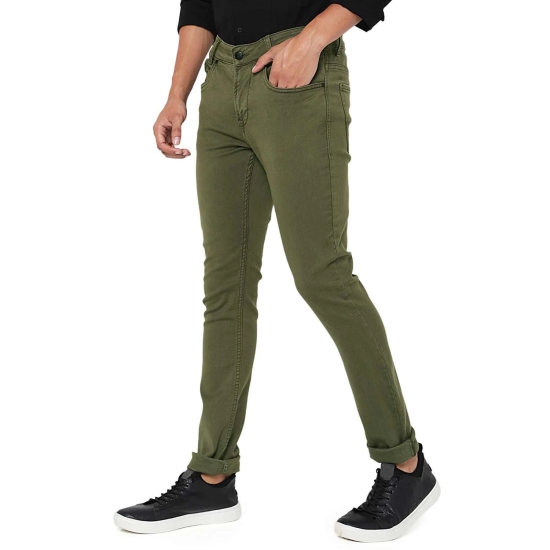 Olive Skinny Fit Knitted Stretch Jeans