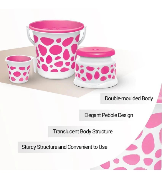 Milton Duplex Spa 3 Piece Set, Pink | 20 Litres Bucket with Mug & Stool | Bathroom Accessory Set