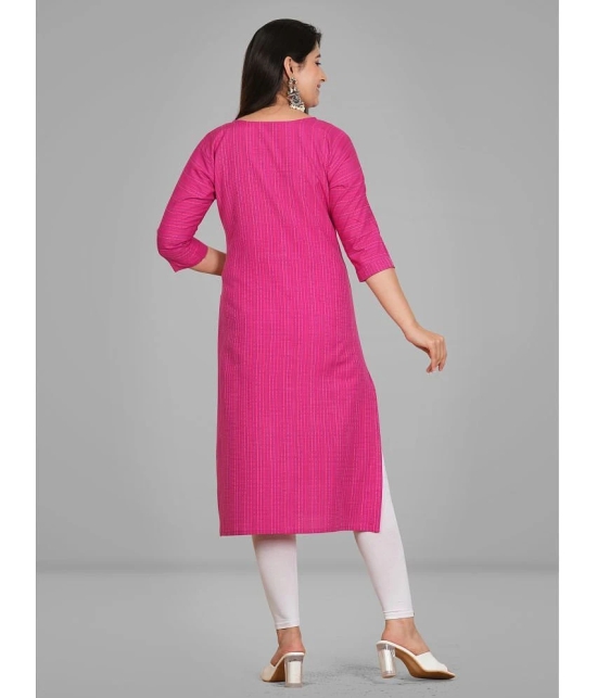 Parastri Cotton Embroidered Front Slit Womens Kurti - Pink ( Pack of 1 ) - None