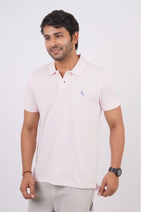 Men's Lt.Pink Embroidery Polo T-Shirt