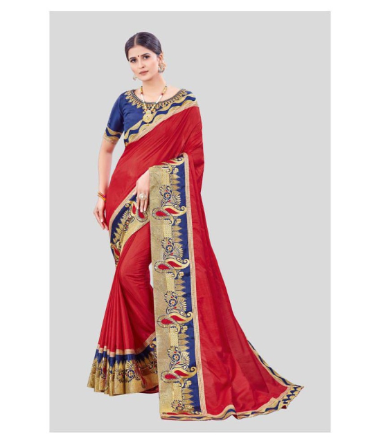 offline selection Red Dola Silk Saree - Single