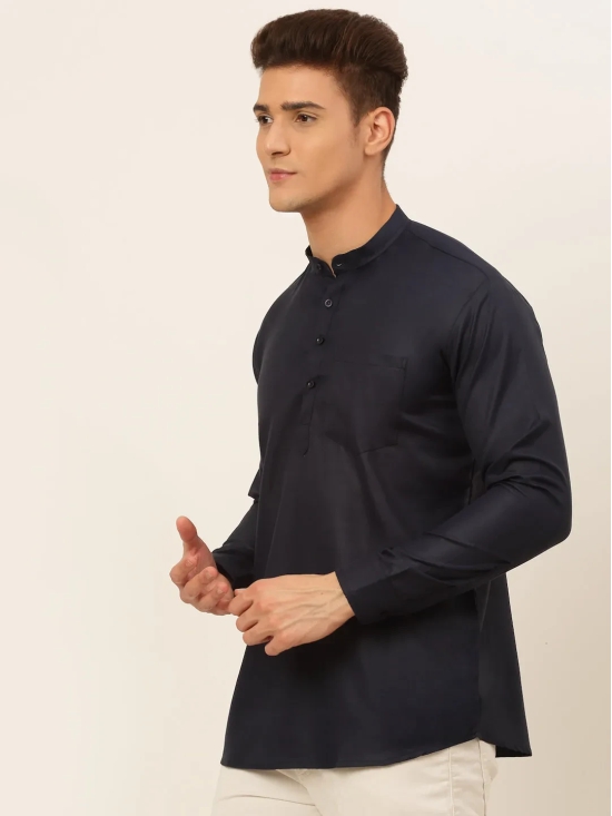 Jompers Men's Navy-Blue Solid Cotton Short Kurta-XXL / Navy-Blue