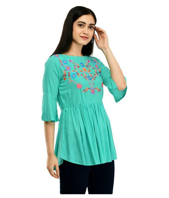 SAAKAA - Turquoise Rayon Women's Empire Top ( ) - 2XL