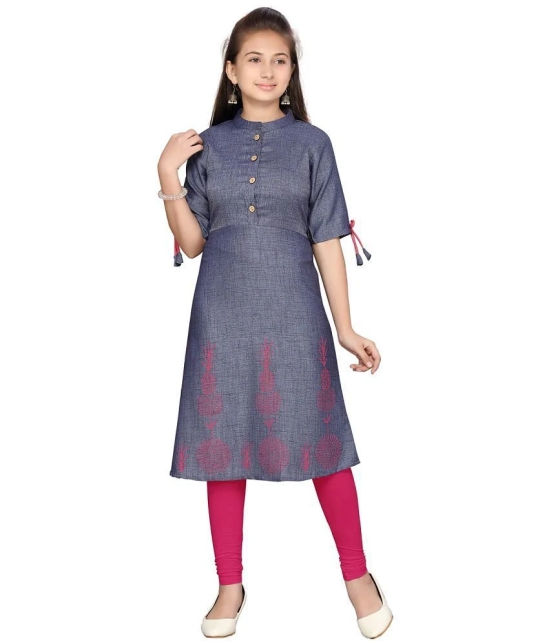 Aarika Blue Cotton Girls Kurti ( Pack of 1 ) - None