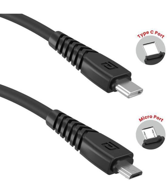 Portronics - Black 3A Micro USB Cable 1 Meter - Black