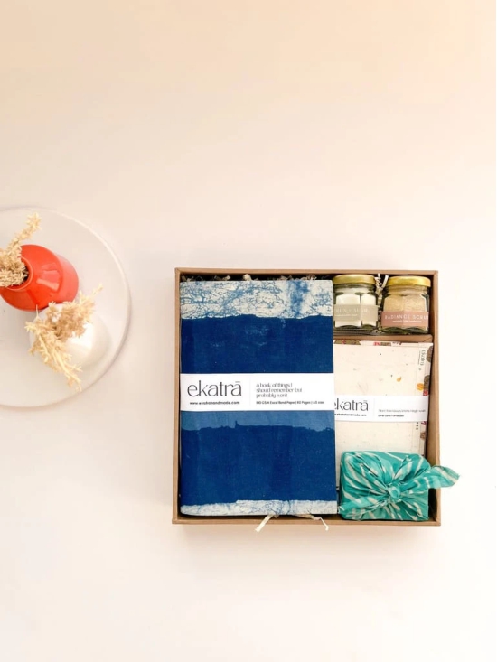 Sustainable Wellness Hamper for all by Ekatra - Indigo Stripes