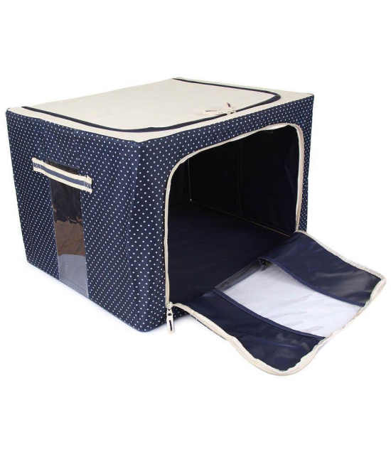 UberLyfe Foldable Cloth Storage Box with Steel Frames Large (Blue, 66L)