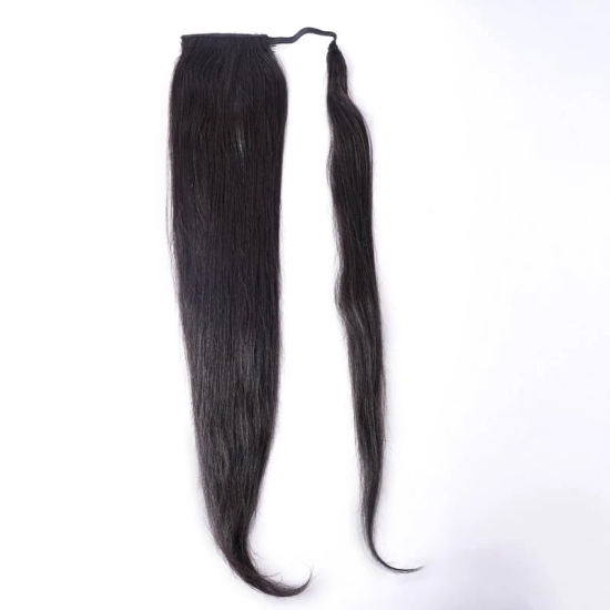 RefynHair - 100% Human Hair Ponytail Extension | 20 Inches | Natural Black | 60 Gr | Invisible | Seamless | Premium Remy | Versatile, Stylish, and Easy-to-Use for Any Look or Occasion