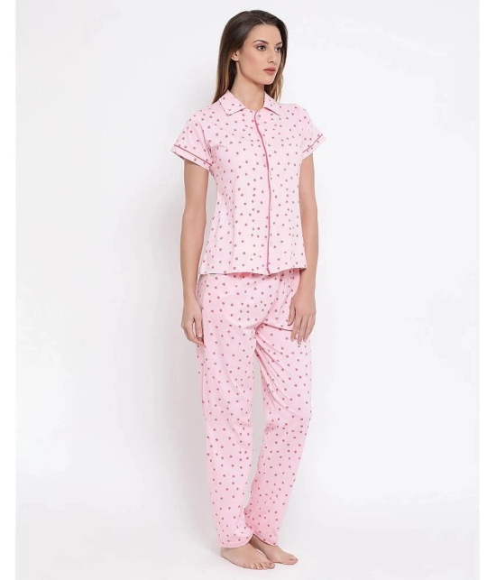 Clovia Pink Cotton Womens Nightwear Nightsuit Sets ( Pack of 1 ) - None