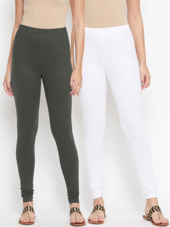 Women Pack Of 2 Solid Churidar-Length Leggings