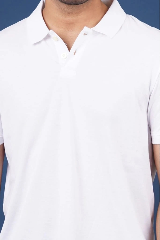 Men's White Solid  Polo T-Shirt