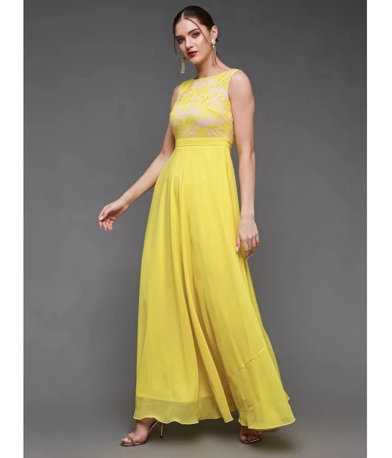 Miss Chase Polyester Solid Full Length Womens Gown - Yellow ( Pack of 1 ) - None