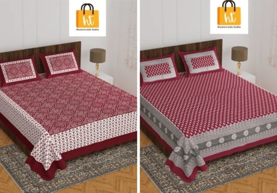 Bedsheet  Adda -100% Pure Cotton Jaipuri Printed Double Bedsheet-