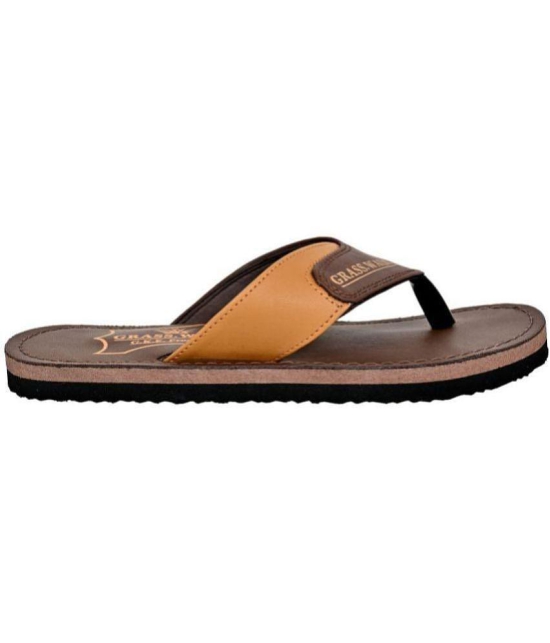 GRASS WALK - Brown Men's Leather Slipper - None