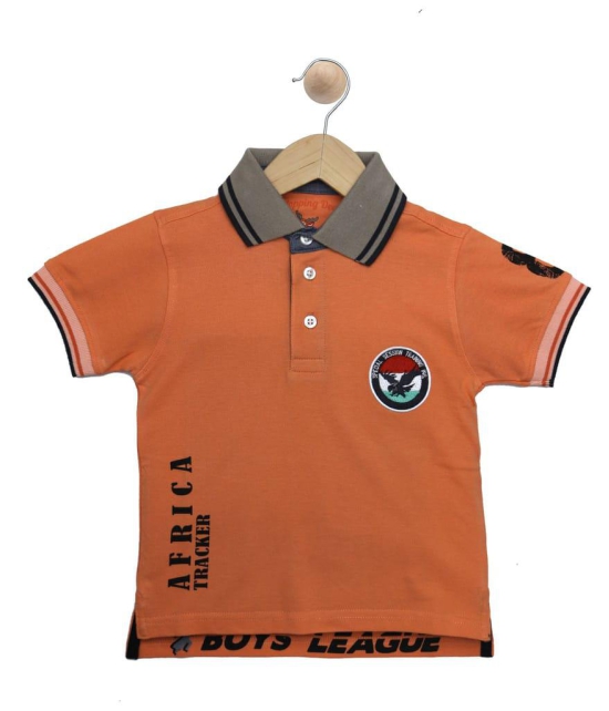 Boys Neon Orange Solid Polo T-Shirt