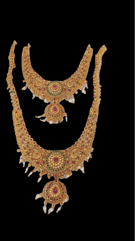 South Indian Traditional Gold Plated Temple Jewellery Set