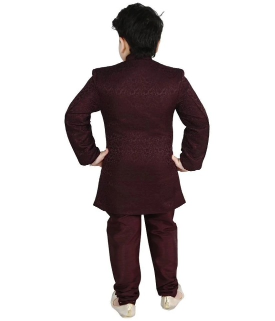 Arshia Fashions Maroon Jacquard Boys Sherwani ( Pack of 1 ) - None