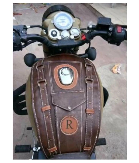 PURE BIKING Petrol Tank Cover Brown Strap for Royal Enfield Classic 350/500